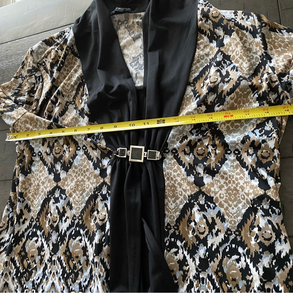 Notations Women's Black and Tan Patterned Long Sleeve Top Size PL‎ - Picture 12 of 13